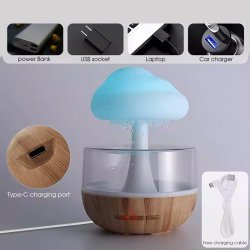 چراغ خواب و شبیه ساز باران مدل ابری طرح چوب RGB